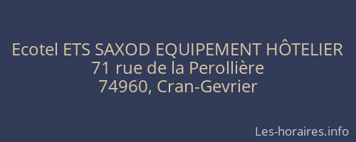 Ecotel ETS SAXOD EQUIPEMENT HÔTELIER