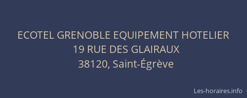 ECOTEL GRENOBLE EQUIPEMENT HOTELIER