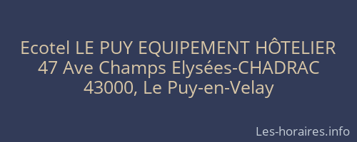 Ecotel LE PUY EQUIPEMENT HÔTELIER