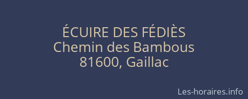 ÉCUIRE DES FÉDIÈS