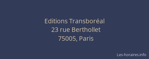 Editions Transboréal