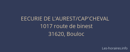 EECURIE DE L'AUREST/CAP'CHEVAL
