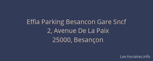 Effia Parking Besancon Gare Sncf