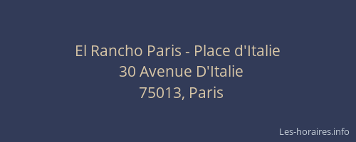 El Rancho Paris - Place d'Italie