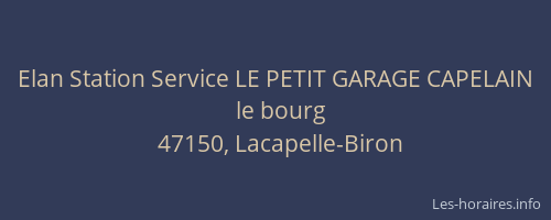 Elan Station Service LE PETIT GARAGE CAPELAIN