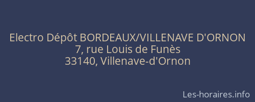 Electro Dépôt BORDEAUX/VILLENAVE D'ORNON