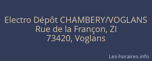 Electro Dépôt CHAMBERY/VOGLANS