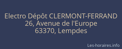 Electro Dépôt CLERMONT-FERRAND