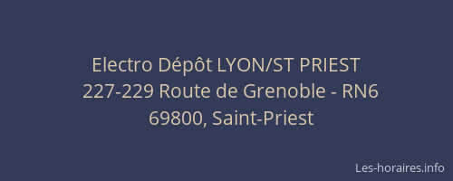 Electro Dépôt LYON/ST PRIEST