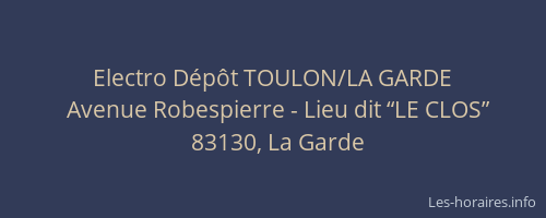 Electro Dépôt TOULON/LA GARDE