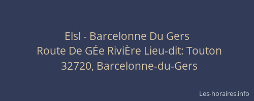 Elsl - Barcelonne Du Gers