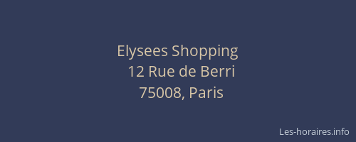 Elysees Shopping