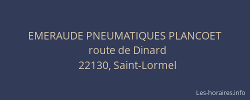 EMERAUDE PNEUMATIQUES PLANCOET