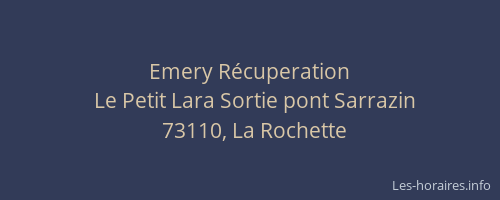 Emery R&eacute;cuperation