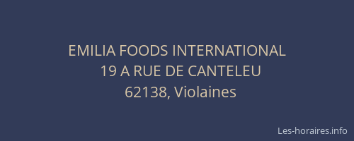 EMILIA FOODS INTERNATIONAL
