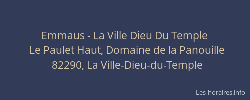 Emmaus - La Ville Dieu Du Temple