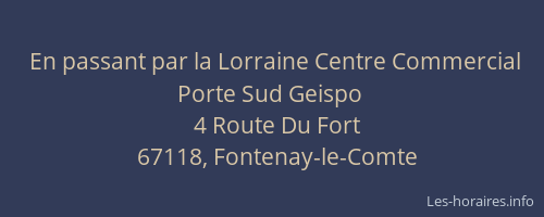 En passant par la Lorraine Centre Commercial Porte Sud Geispo