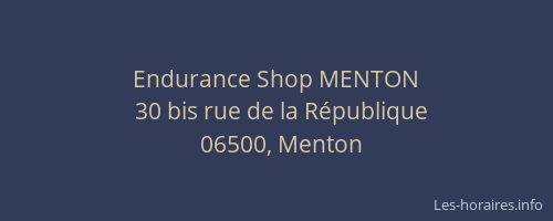 Endurance Shop MENTON