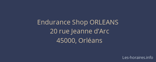 Endurance Shop ORLEANS