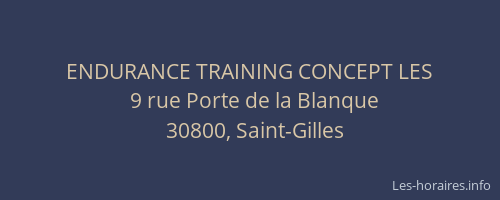 ENDURANCE TRAINING CONCEPT LES