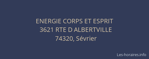 ENERGIE CORPS ET ESPRIT