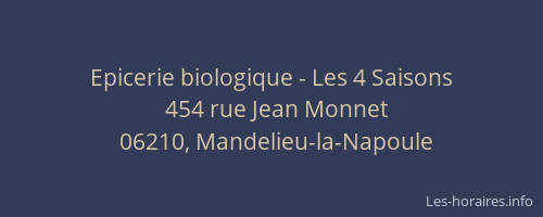 Epicerie biologique - Les 4 Saisons