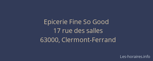 Epicerie Fine So Good