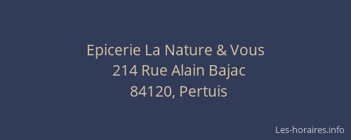 Epicerie La Nature & Vous