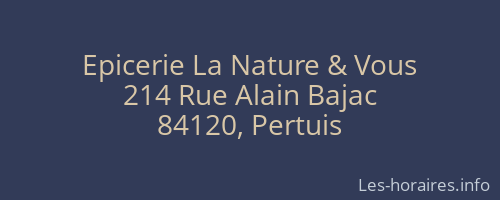 Epicerie La Nature & Vous