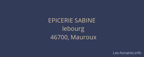 EPICERIE SABINE
