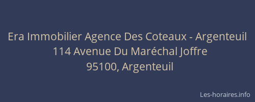 Era Immobilier Agence Des Coteaux - Argenteuil