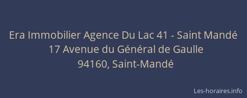 Era Immobilier Agence Du Lac 41 - Saint Mand&eacute;