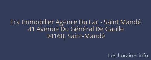 Era Immobilier Agence Du Lac - Saint Mandé