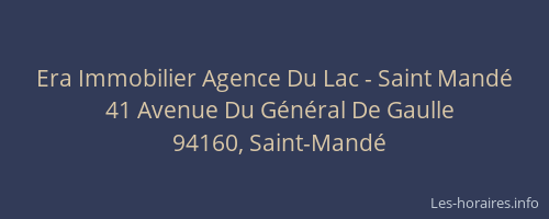 Era Immobilier Agence Du Lac - Saint Mandé