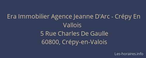 Era Immobilier Agence Jeanne D'Arc - Crépy En Vallois