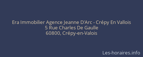 Era Immobilier Agence Jeanne D'Arc - Crépy En Vallois