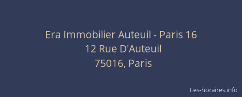 Era Immobilier Auteuil - Paris 16