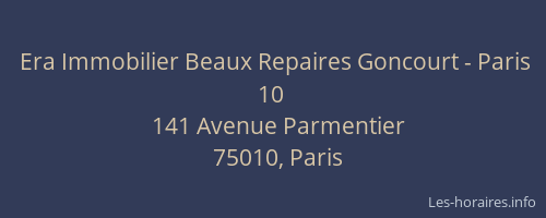 Era Immobilier Beaux Repaires Goncourt - Paris 10