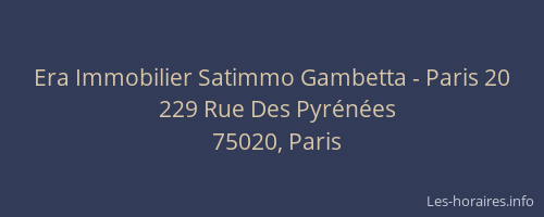 Era Immobilier Satimmo Gambetta - Paris 20