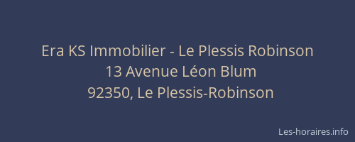Era KS Immobilier - Le Plessis Robinson