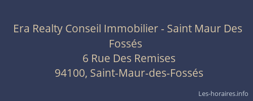 Era Realty Conseil Immobilier - Saint Maur Des Foss&eacute;s