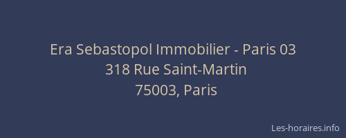Era Sebastopol Immobilier - Paris 03