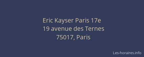 Eric Kayser Paris 17e