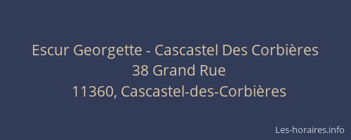 Escur Georgette - Cascastel Des Corbières