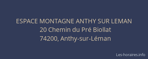 ESPACE MONTAGNE ANTHY SUR LEMAN