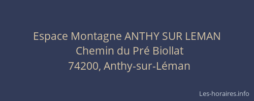 Espace Montagne ANTHY SUR LEMAN