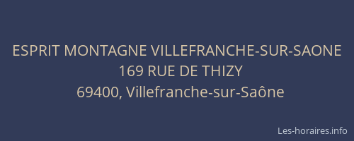 ESPRIT MONTAGNE VILLEFRANCHE-SUR-SAONE
