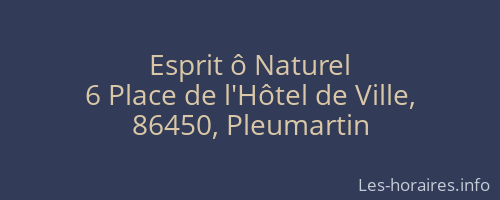 Esprit ô Naturel