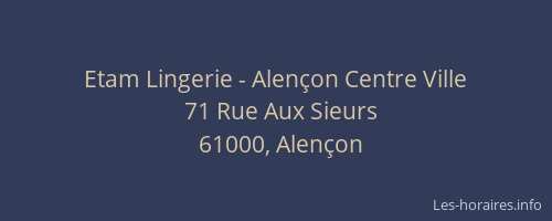 Etam Lingerie - Alençon Centre Ville