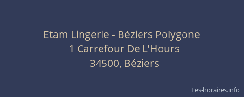 Etam Lingerie - Béziers Polygone